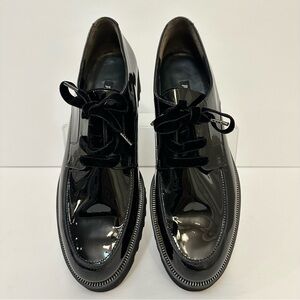 Paul Green Patent Leather Loafer Oxford Zipper Detail Velvet Laces US 10.5 UK 8‎